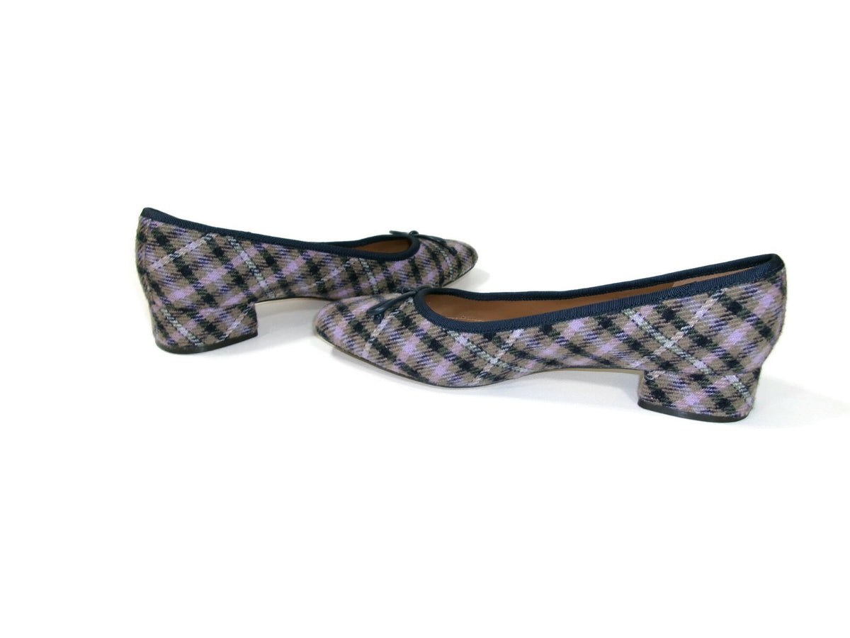 Talbots Womens Edith Flat Shoes Size 8 M Purple Black Taupe Olive Plaid
