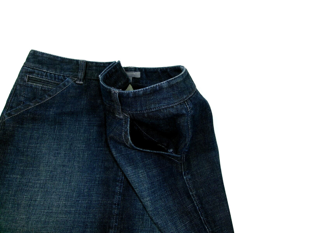 Womens ANN TAYLOR PETITES Distressed Denim Jean Skirt Size 12P 12 Petite