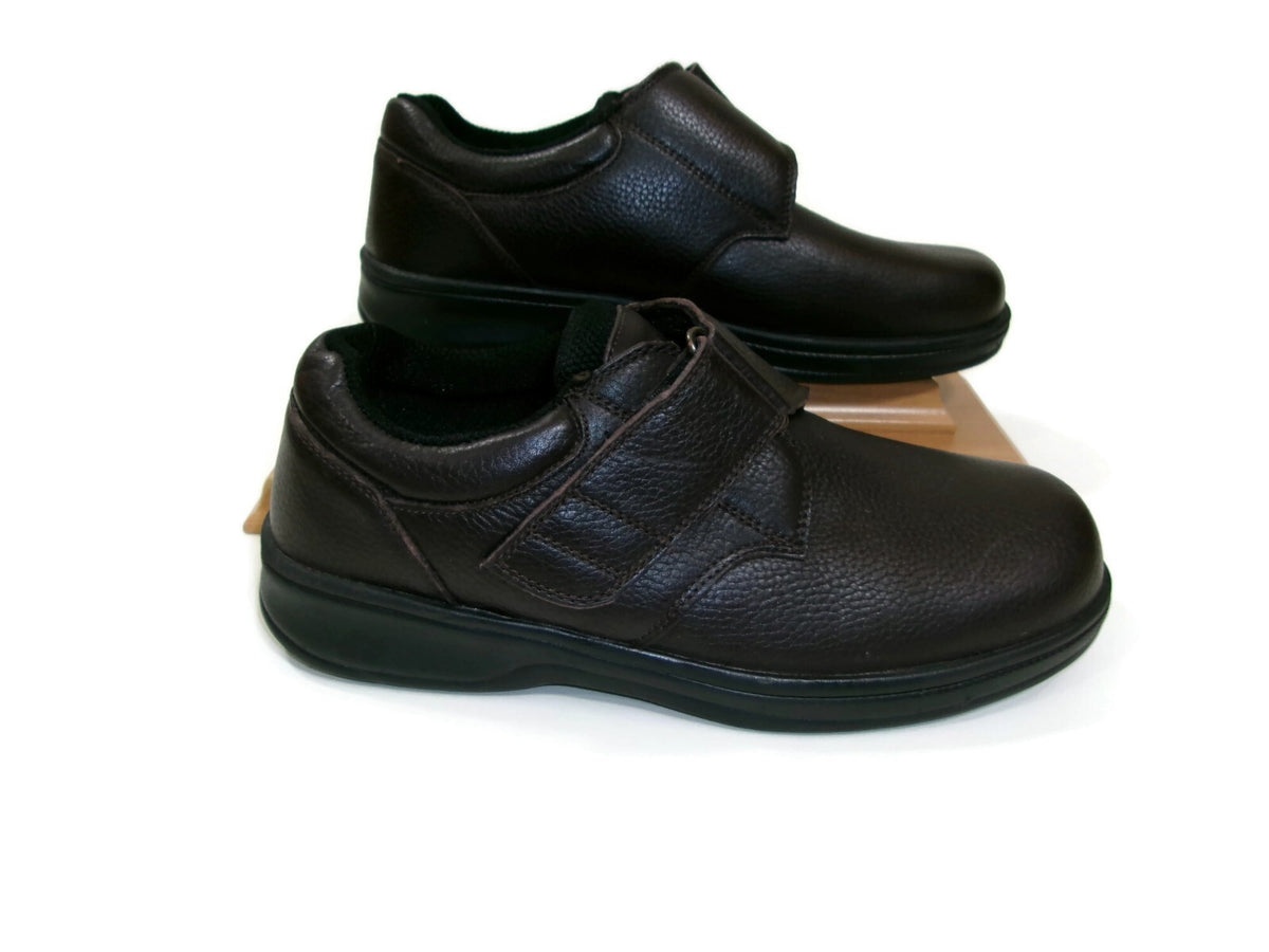 Orthofeet Mens Brown Textured Leather Orthopedic Shoes Size 10 D Slip Ons