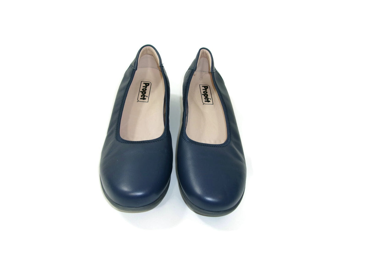 Propet Yara Navy Blue Comfort Leather Low Flat Wedges Womens Shoes Size 10 M