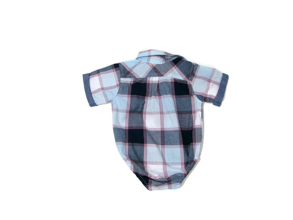 The Original Ben Sherman Collar Shirt Baby Boy One Piece Bodysuit Plaid 3/6 M