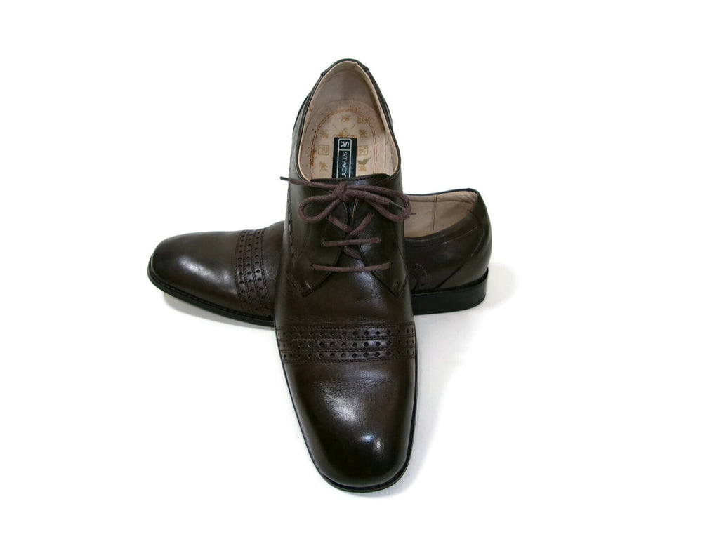 Mens STACY ADAMS Brown Leather  Lace Up Oxfords Dress Shoes Size 9 M