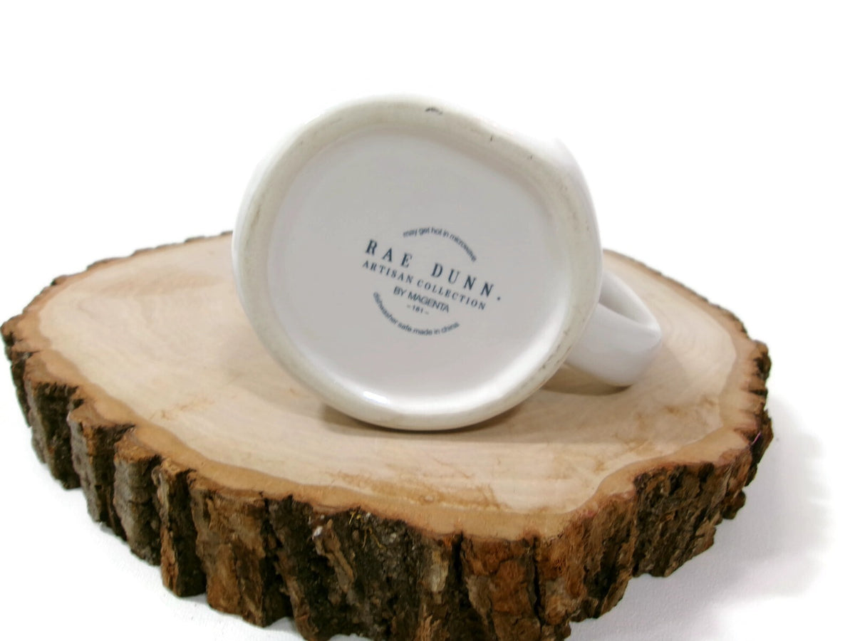 Rae Dunn CHRISTMAS embossed Mug by Magenta White Ivory Artisan Collection 16 Oz.