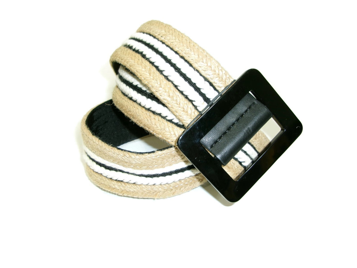 Banana Republic Womens Braided Rafia Style Belt Wheat Black Cream Size S Small