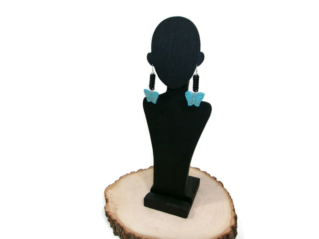 Womens Ear Candy Statement Drop Earrings   Turquoise Butterfly w/ Unique  Design