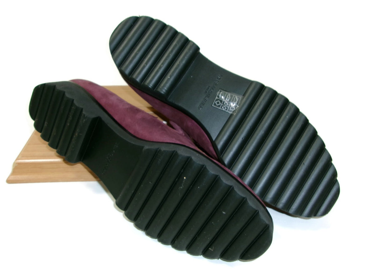 Karl Lagerfeld Paris Womens Plush  Burgundy Suede Loafers Flat Shoes Size 8 M