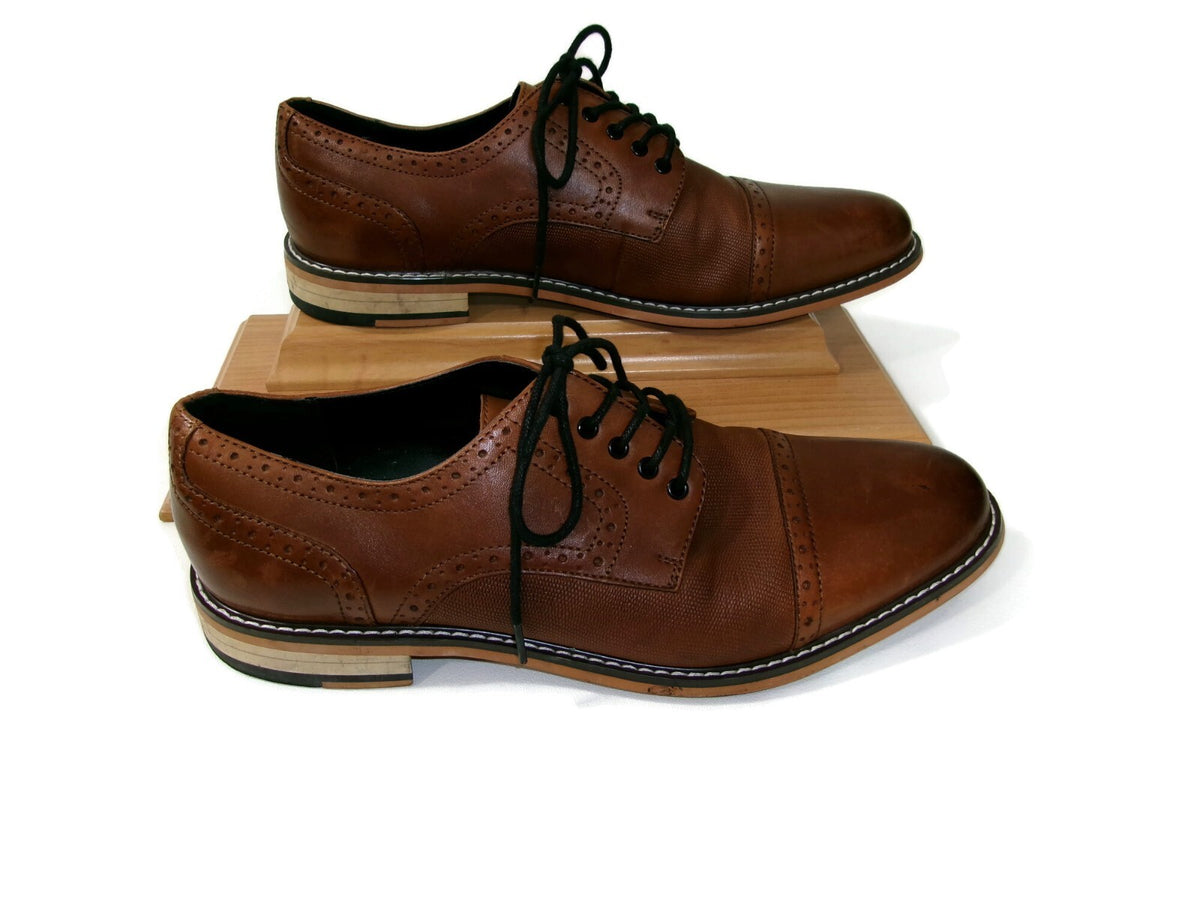 Bar lll Parker Mens Parker Shoes Size 11 M Tan Leather Cap Toe Brogues Textured