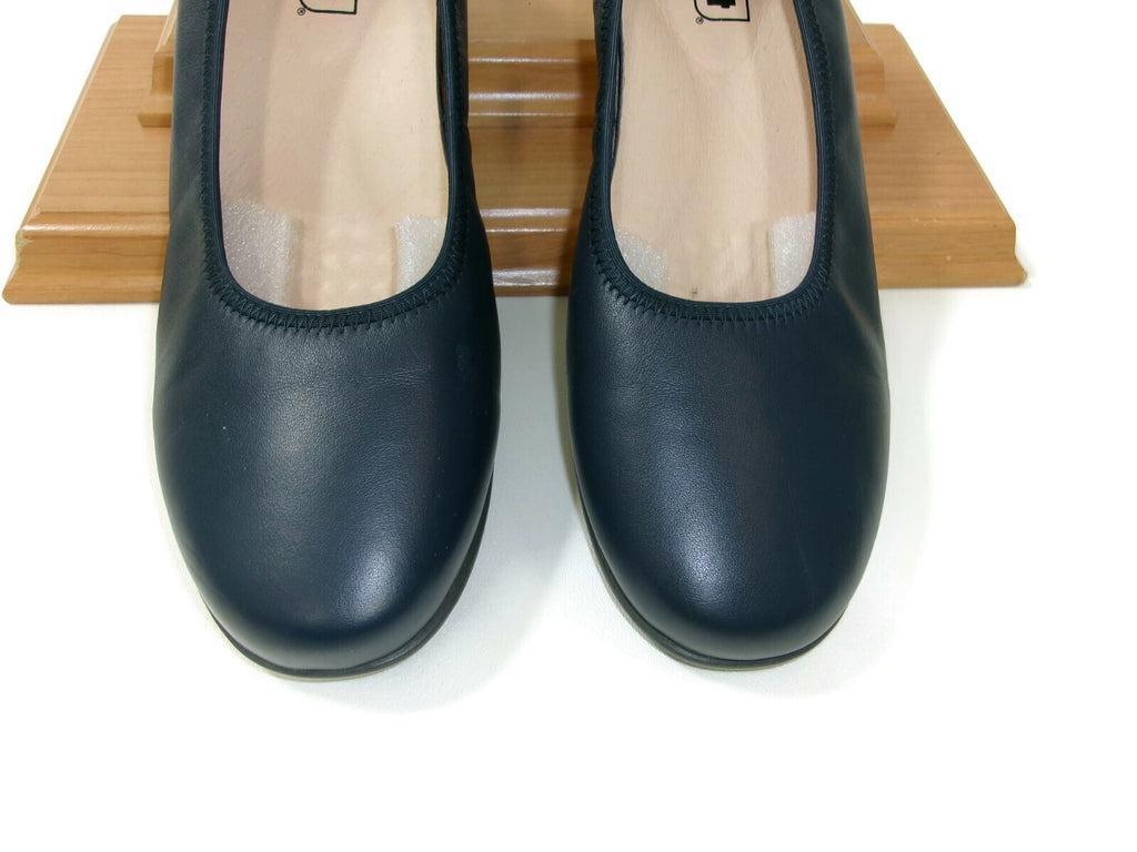Propet Yara Navy Blue Comfort Leather Low Flat Wedges Womens Shoes Size 10 M