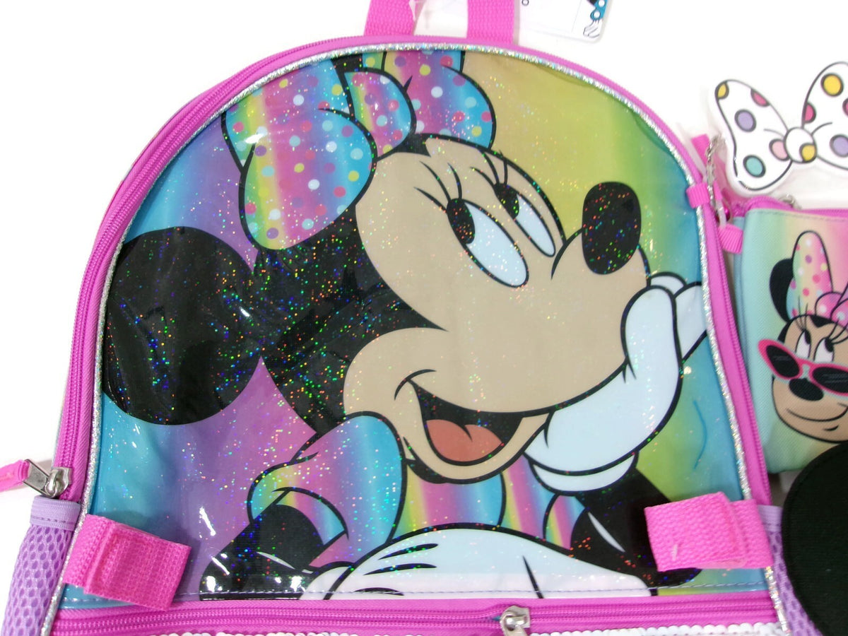 Minnie Mouse Disney 5-Piece Backpack  Set  Girls Large 16"X12" NWT