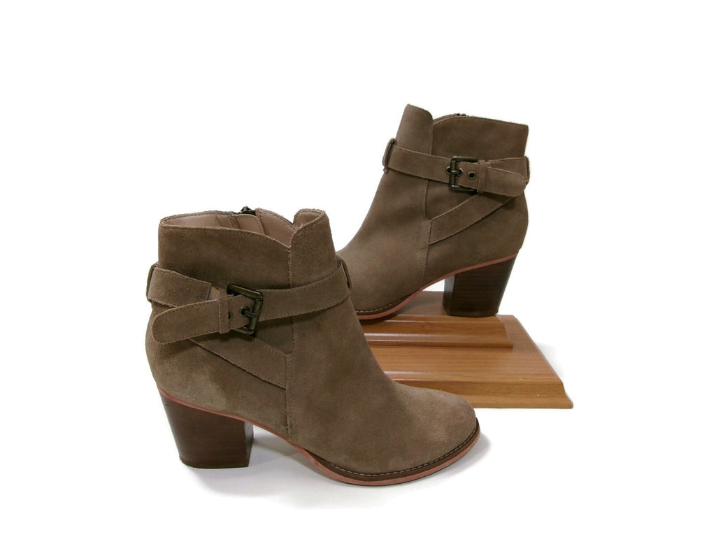 Sole/Society Womens Suede Boots Booties Shoes Size 7.5 Short Neutral Khaki Beige