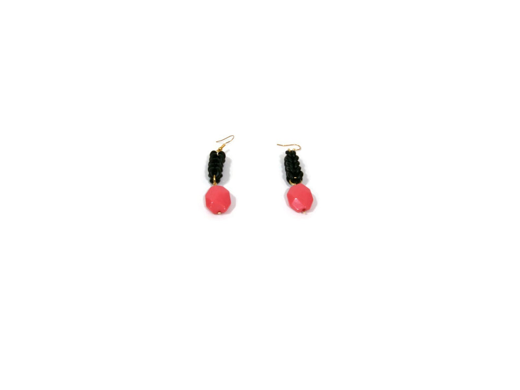 Womens Ear Candy Statement Drop Earrings Pretty Coral  w/ Unique Rubber Design