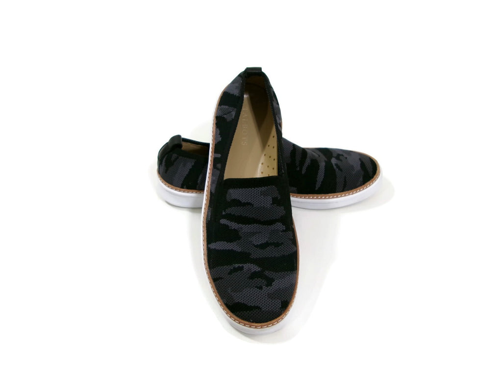 Talbots Womens Brittany Knit Black & Grey Slip On Camouflage Shoes Size 9.5 M