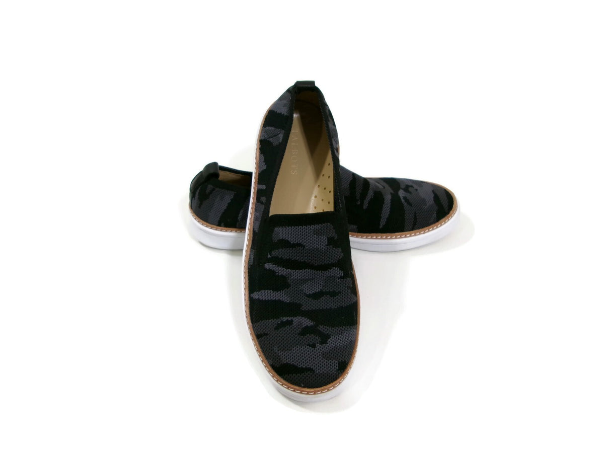 Talbots Womens Brittany Knit Black & Grey Slip On Camouflage Shoes Size 9.5 M