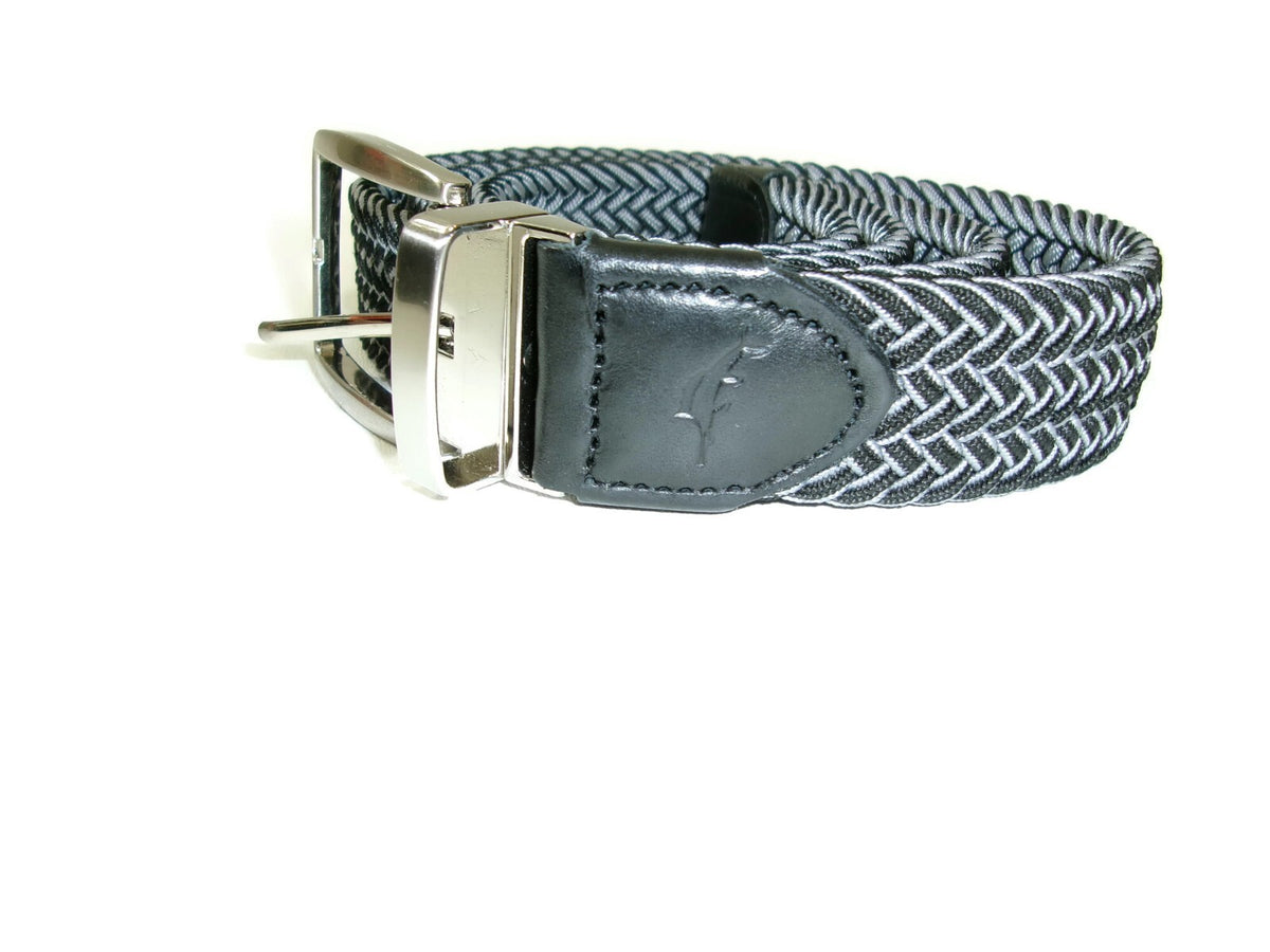 Tommy Bahama Mens Stretch Braided Belt Black Gray Nickel Buckle Size L/ XL 38-42