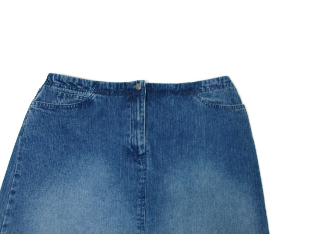 Womens Villager Sport by Liz Claiborne Modest Long  Denim Jean Skirt Size 14