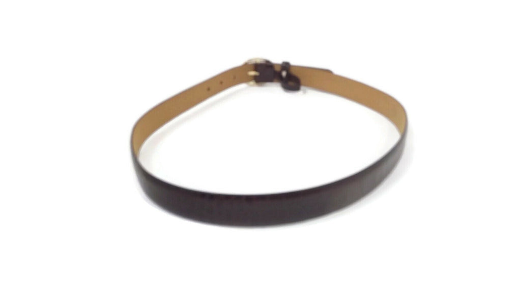 LIZ CLAIBORNE Womens BROWN Croc embossed Genuine Top Grain Cowhide Belt Medium