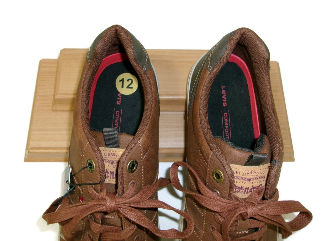 Levis Mens Miles Perforated Sneakers Shoes Size 12 Brown Tan Lace Up Comfort New