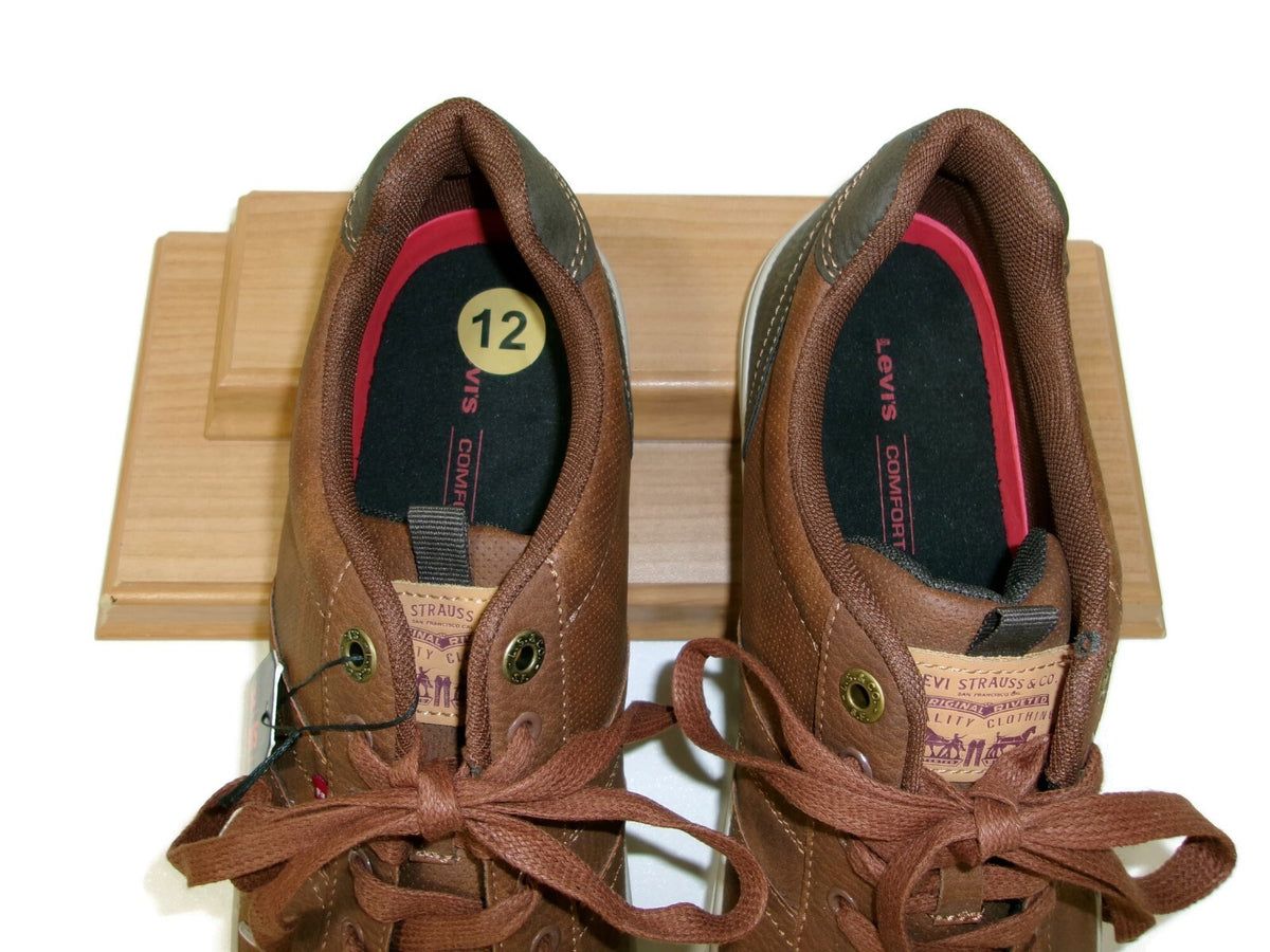 Levis Mens Miles Perforated Sneakers Shoes Size 12 Brown Tan Lace Up Comfort New