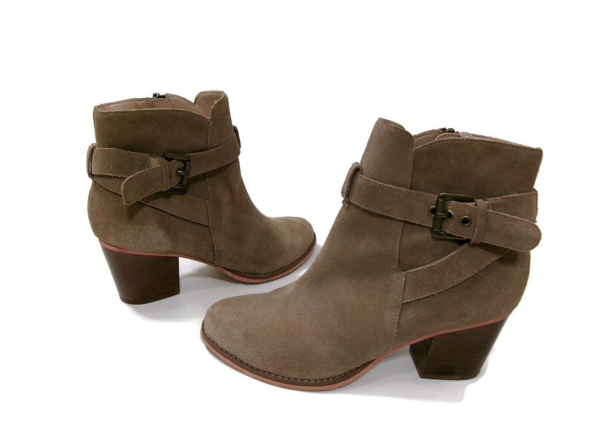 Sole/Society Womens Suede Boots Booties Shoes Size 7.5 Short Neutral Khaki Beige
