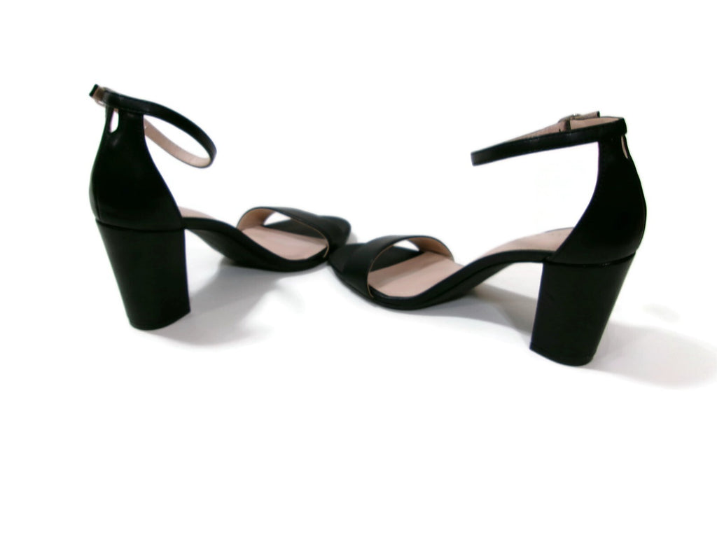 Kelly & Katie Womens Black Sandals Shoes Size 7.5 M Ankle Strap Slingbacks Heels