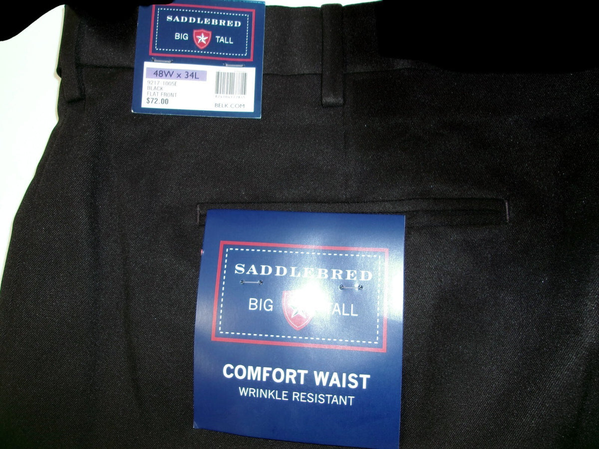 SADDLEBRED Mens Big & Tall  Pants Slacks Comfort Waist Size 48 X 34 L NWT $72