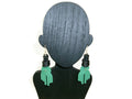 Womens Ear Candy Statement Drop Earrings Long Green Black Unique Design