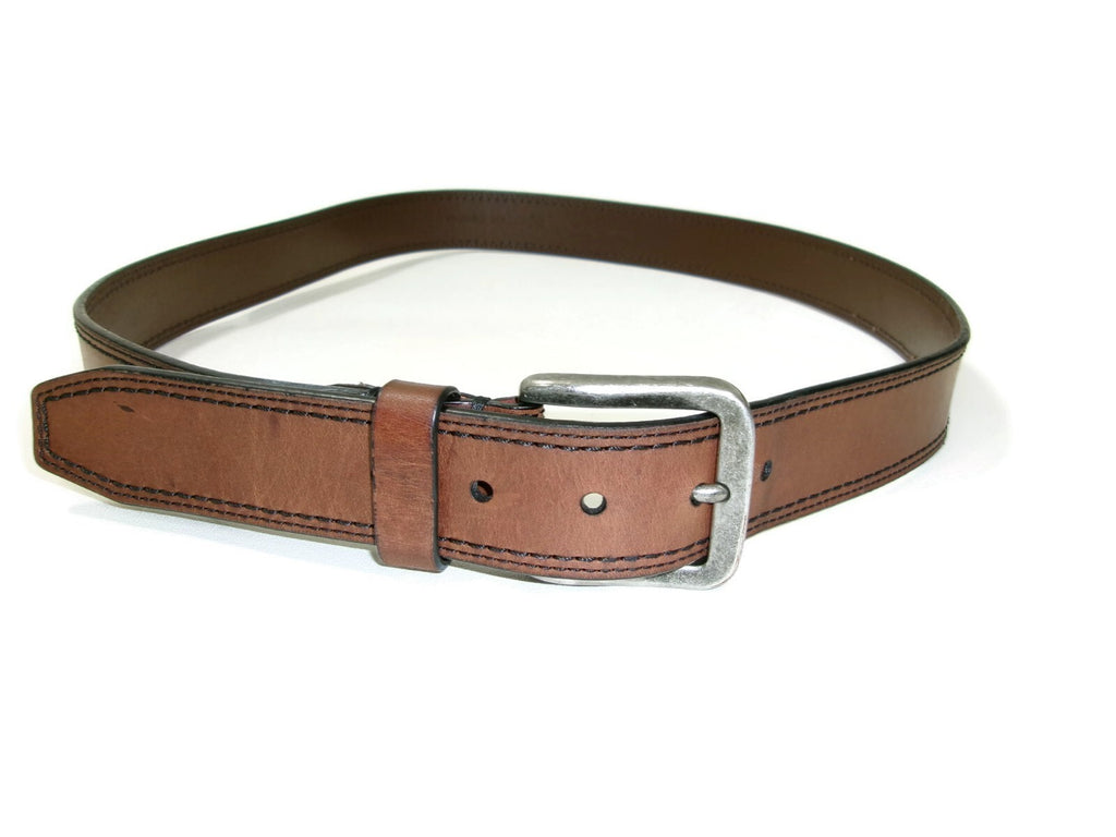 Roundtree & Yorke Mens Distressed Genuine Brown Leather Casual Belt Size 42