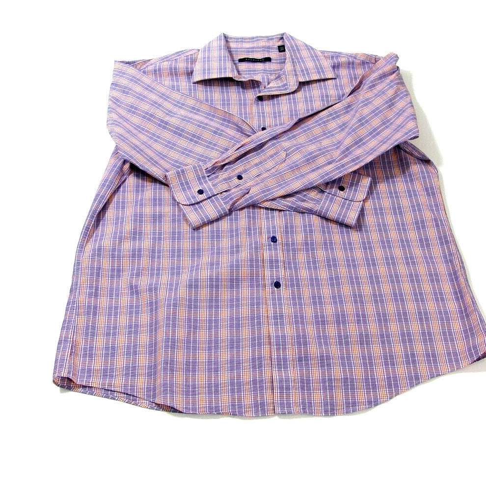 SEAN JOHN Mens Casual Purple Orange Plaid Shirt Size 18 34/ 35 Long Sleeve