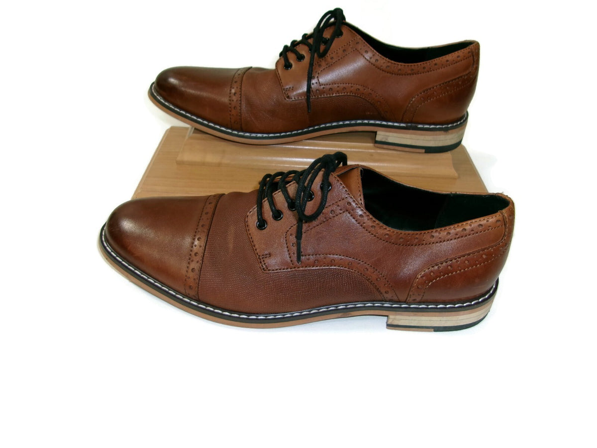 Bar lll Parker Mens Parker Shoes Size 11 M Tan Leather Cap Toe Brogues Textured