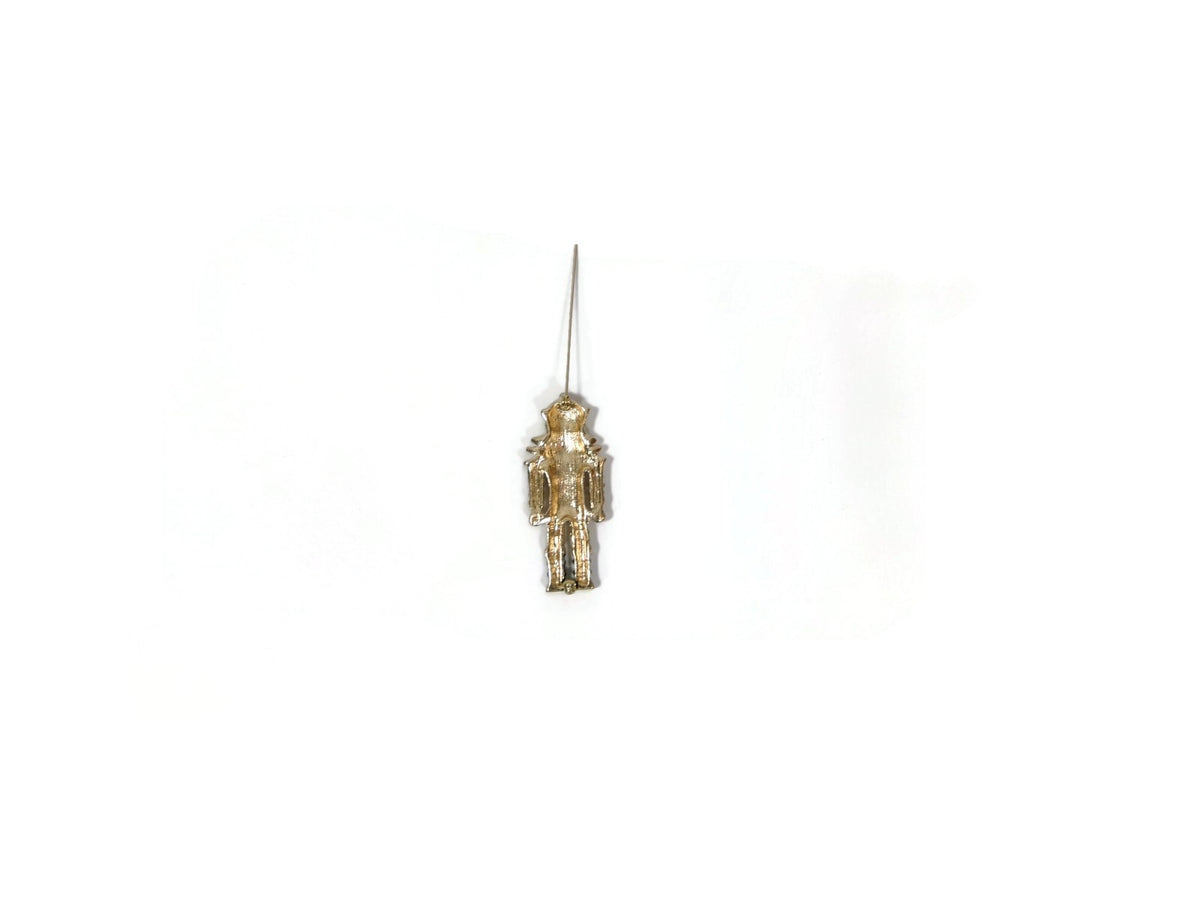 Womens Gold-Tone Crystal Nutcracker Christmas Holiday Pin Brooch NEW