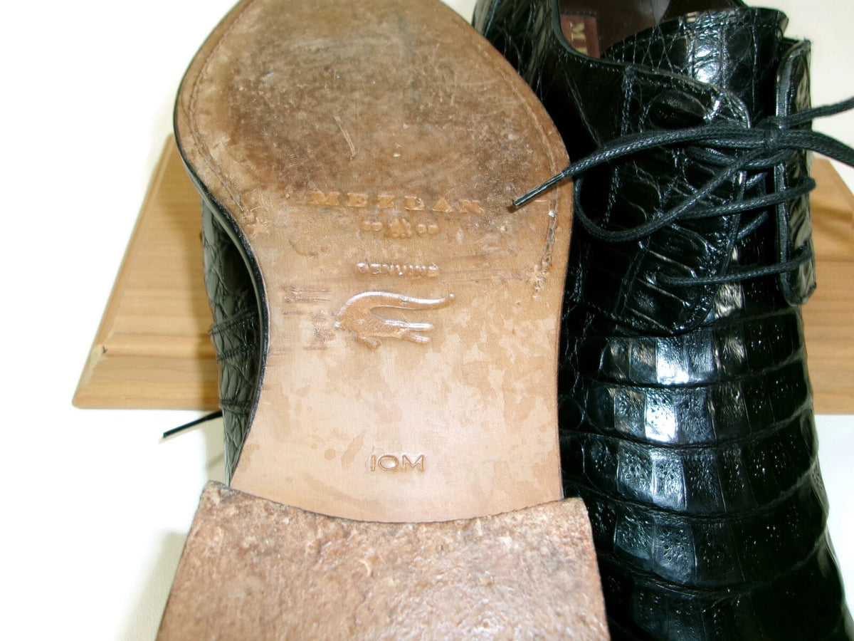 Mezlan Mens Luxury Dress Shoes Size 10 Genuine Black Crocodile Lace Up MD Spain