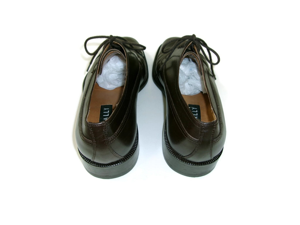 Bally Mens Dress Shoes Size 9 US / 8 EU Dark Brown Cap Toe Leather Oxfords