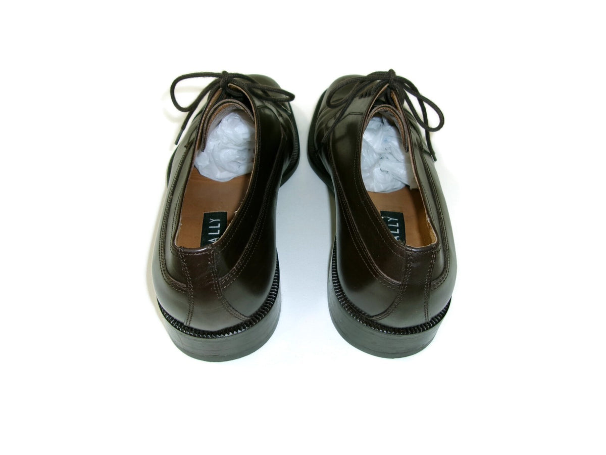 Bally Mens Dress Shoes Size 9 US / 8 EU Dark Brown Cap Toe Leather Oxfords