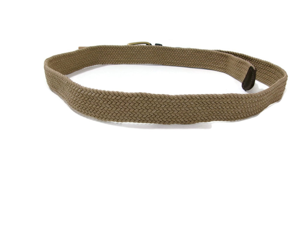 Dockers Mens Khaki & Brown Leather &Stretch Belt Size 42 NWT