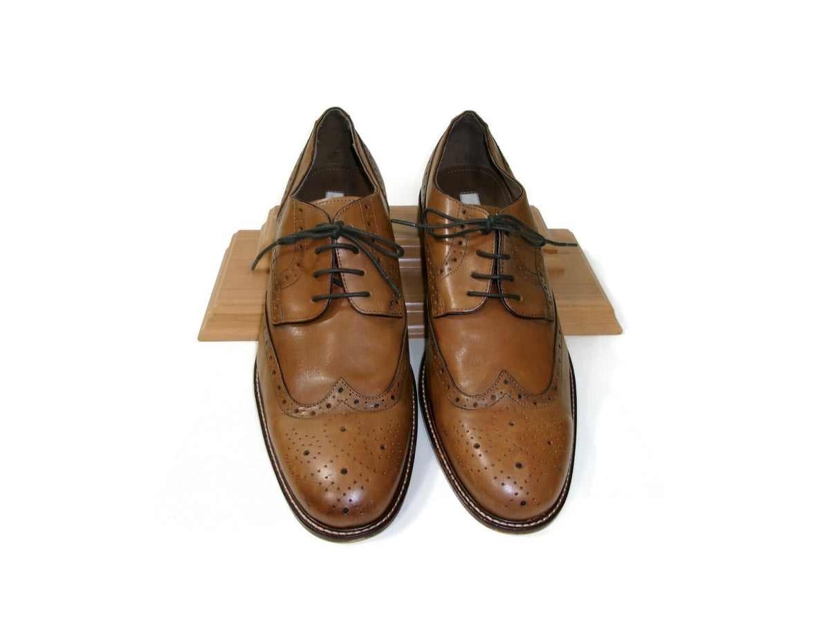 Joseph Abboud Mens Shoes Size 13 Genuine Italian Tan Leather Wing Tip Oxfords