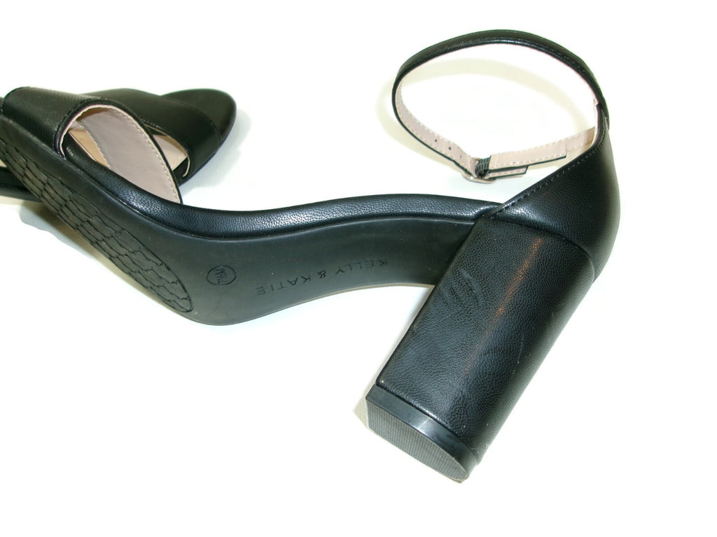 Kelly & Katie Womens Black Sandals Shoes Size 7.5 M Ankle Strap Slingbacks Heels