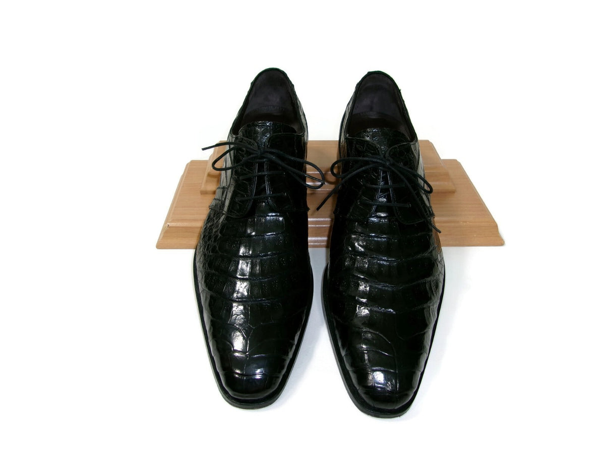 Mezlan Mens Luxury Dress Shoes Size 10 Genuine Black Crocodile Lace Up MD Spain
