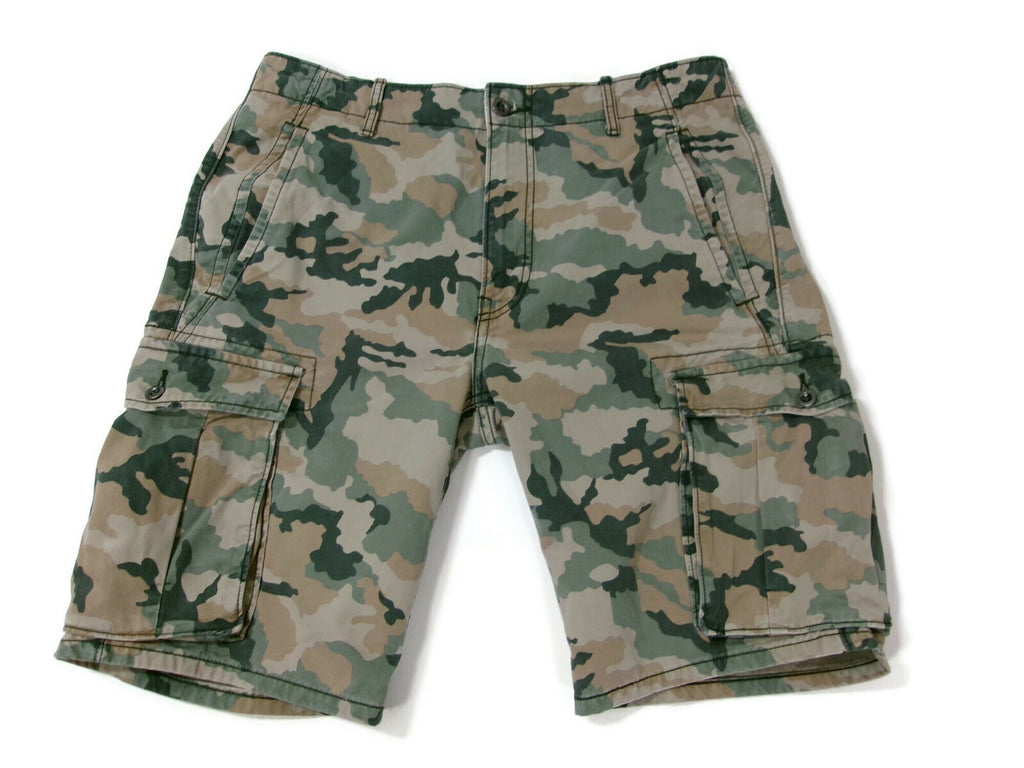 Mens Levi's Cargo Shorts Size 32 Camouflage Army Green  Khaki Multi Pockets