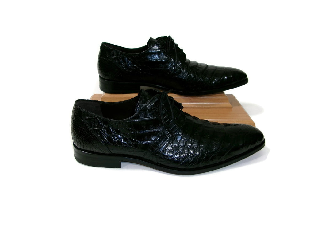 Mezlan Mens Luxury Dress Shoes Size 10 Genuine Black Crocodile Lace Up MD Spain
