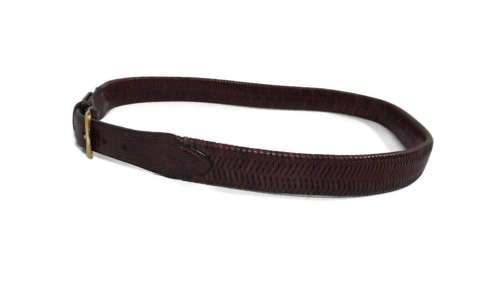 RED HEAD Quality Brown Tan Full Grain Leather Belt Size 38 Braided Croc Tips