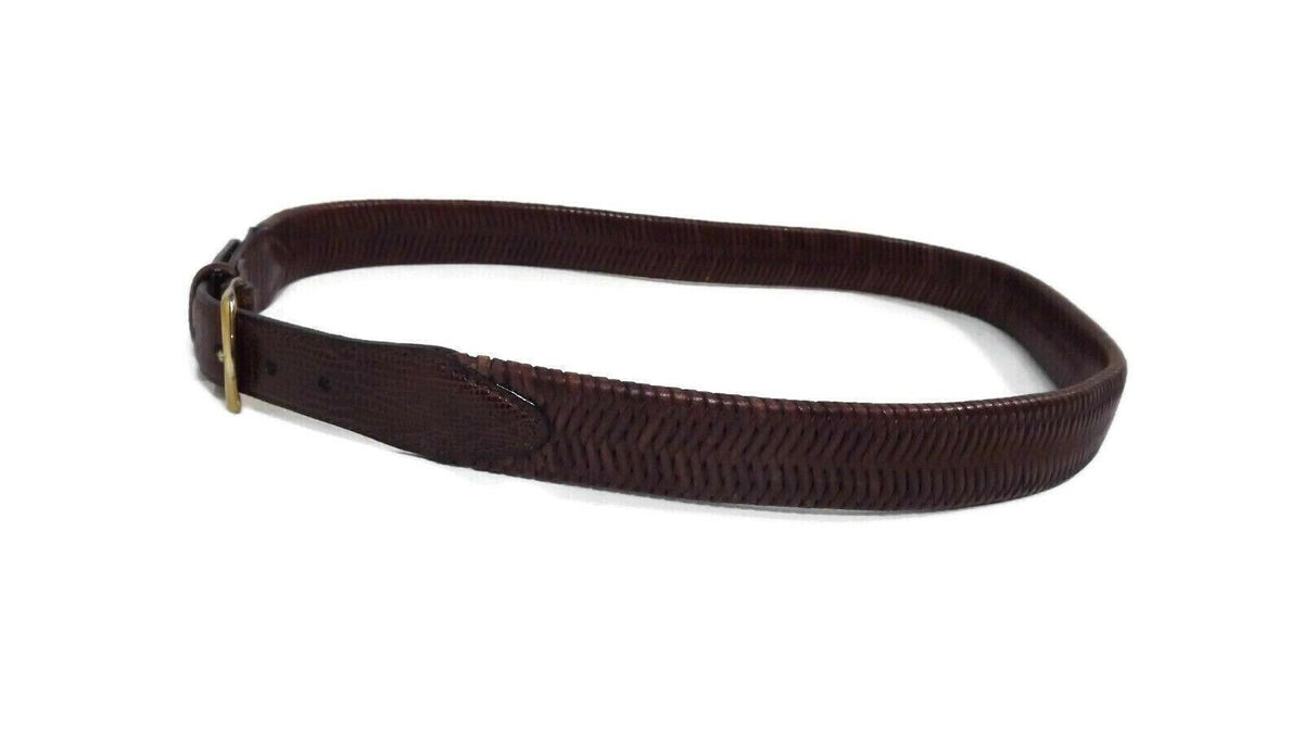 RED HEAD Quality Brown Tan Full Grain Leather Belt Size 38 Braided Croc Tips