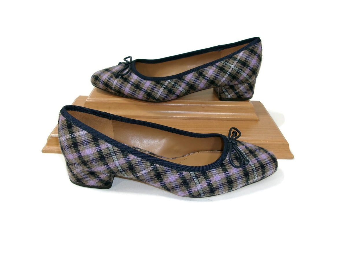 Talbots Womens Edith Flat Shoes Size 8 M Purple Black Taupe Olive Plaid