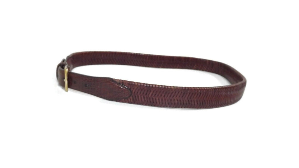 RED HEAD Quality Brown Tan Full Grain Leather Belt Size 38 Braided Croc Tips