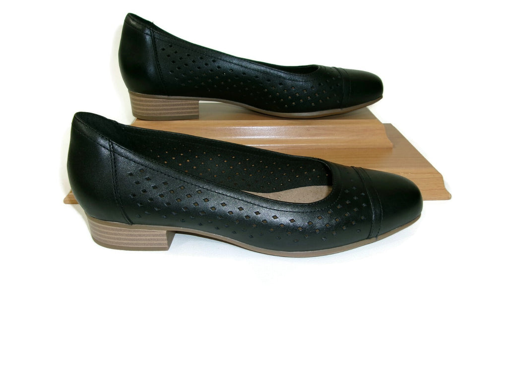 Clarks Womens Shoes Size 9 W Black Leather Juliet Ballet Flats Comfort Slip Ons