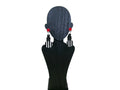 Womens Ear Candy Statement Drop Earrings Black White Red w/Unique Rubber Design