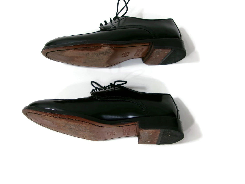 Johnston & Murphy Mens Black Shoes Size 8 D Bradford Moc Toe Oxford Sheepskin