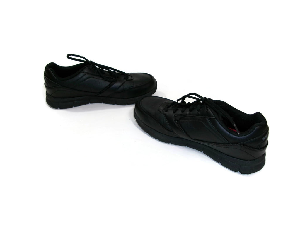 Skechers Mens Work Related Fit Wyola Slip Resistant Black Leather Shoes Size 11