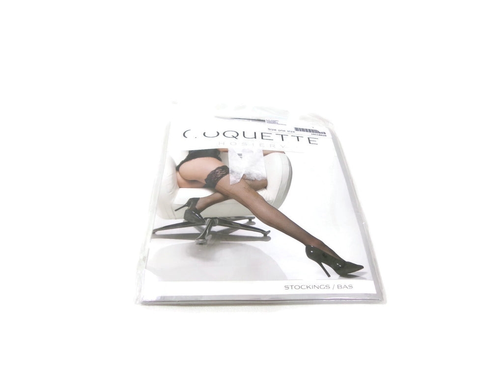 COQUETTE Womens Black Hosiery FishNet Thigh High Stockings One Size  OS