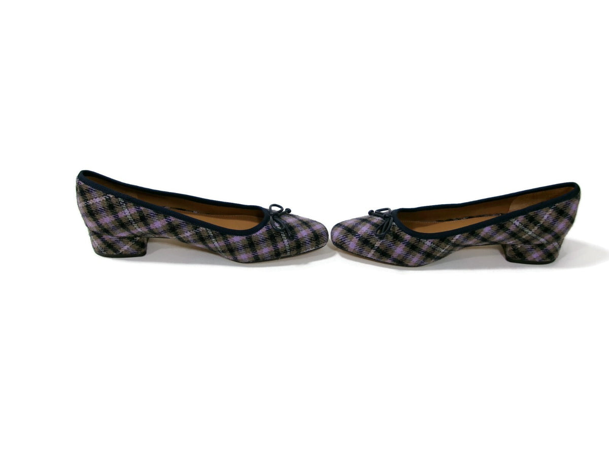 Talbots Womens Edith Flat Shoes Size 8 M Purple Black Taupe Olive Plaid
