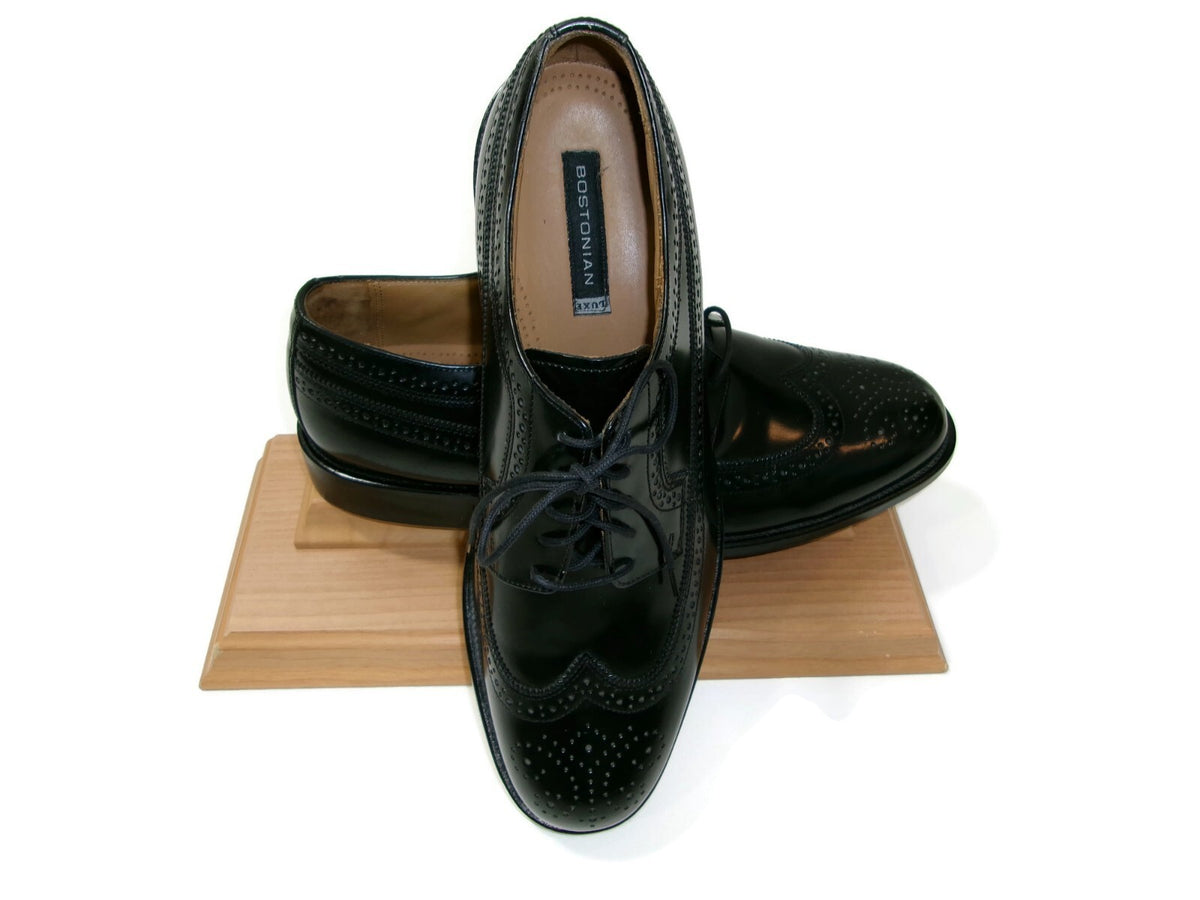 Bostonian Luxe Mens  Shoes Size 12 M Black Leather Oxfords Classic Wingtips